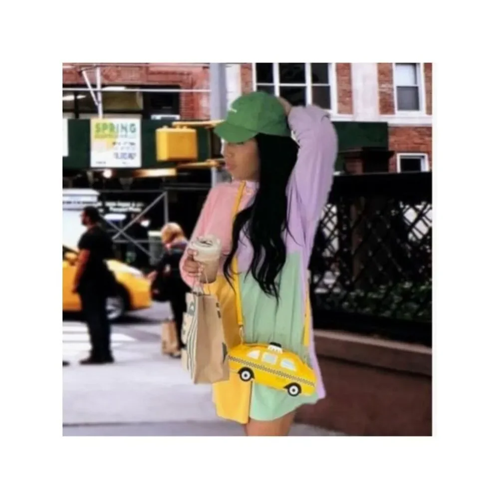 Ladies Big Apple NYC Kitsch Yellow Taxi Cab Car Crossbody Vehicle New
